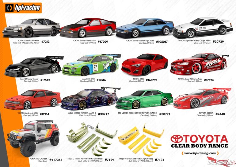 HPI Racing Toyota Licensing Clear Bodies